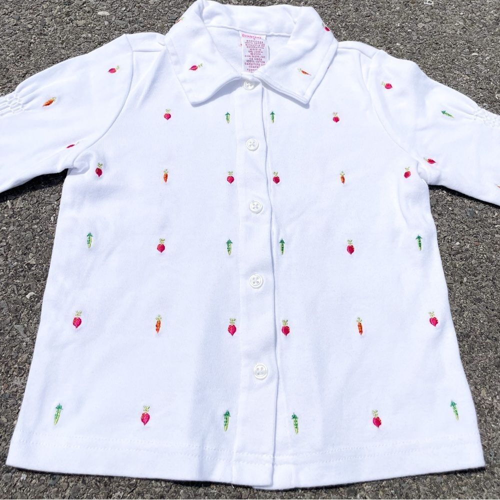 Vegetables Grown With Love Y2K 2004 Gymboree L/S Button Up Shirt Youth Size (3)